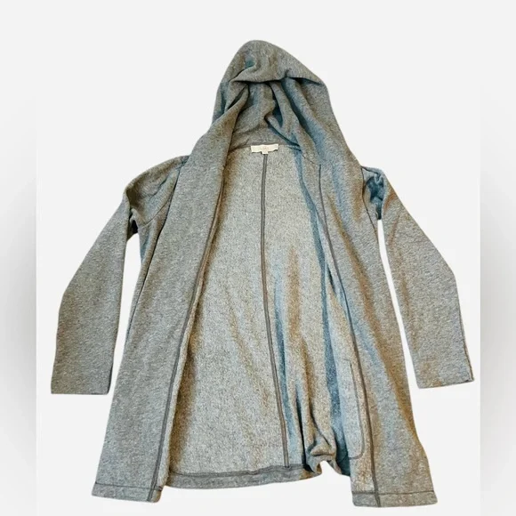 LOFT Heather Gray Hooded Open Cardigan - Picture 2 of 3